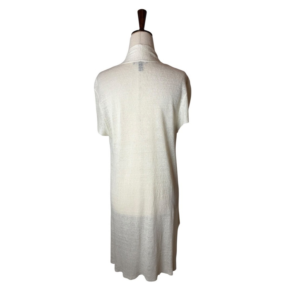 Eileen Fisher‎ Sweater Women Medium Ivory Hemp Blend Open Front Cardigan Mature - Picture 3 of 9